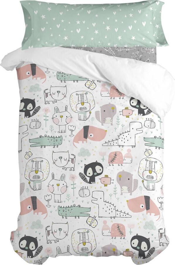 HappyFriday Dekbedovertrek set Moshi Best Buddies Multicolour Bed van 80 90 2 Onderdelen