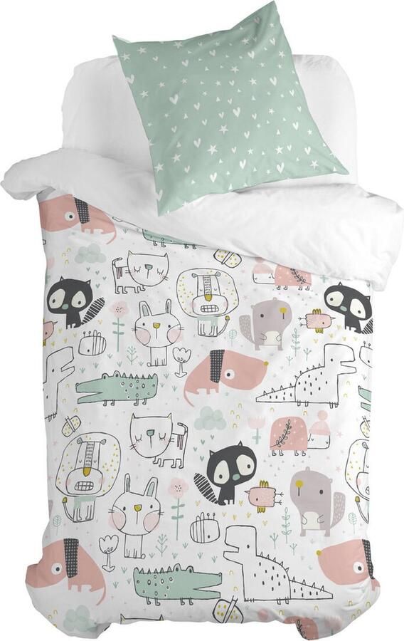 HappyFriday Dekbedovertrek set Moshi Best Buddies Multicolour Bed van 80 2 Onderdelen