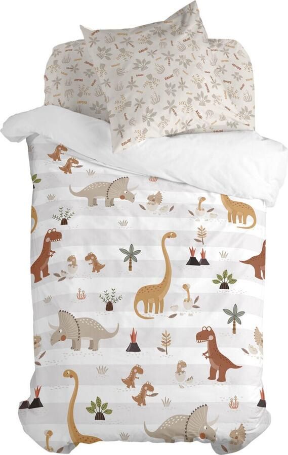 Happyfriday Dino family Dekbedovertrek 2-delig 180x220 cm (Bed 105) Moshi Veelkleurig 100% katoen de kwaliteit van 150 TC