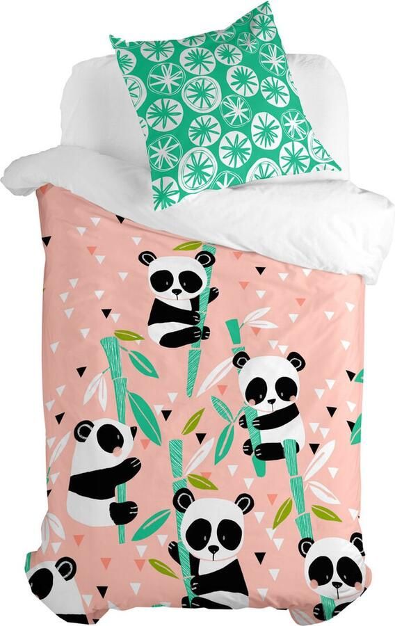 HappyFriday Dekbedovertrek set Moshi Panda Garden Roze Bed van 80 2 Onderdelen