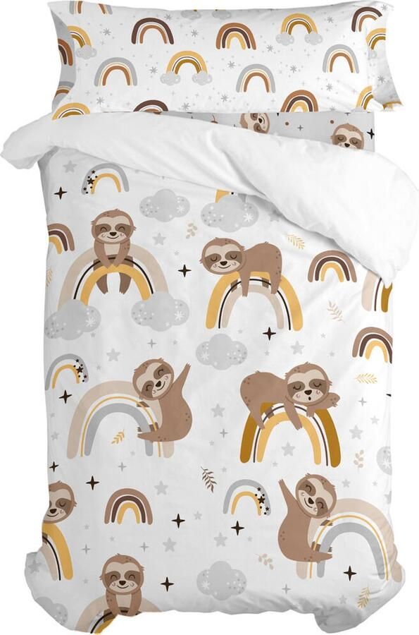 HappyFriday Dekbedovertrek set Moshi Sleepy Sloth Multicolour Bed van 80 90 2 Onderdelen