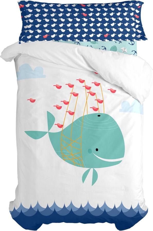 HappyFriday Dekbedovertrek set Moshi Whale Multicolour Bed van 80 90 2 Onderdelen