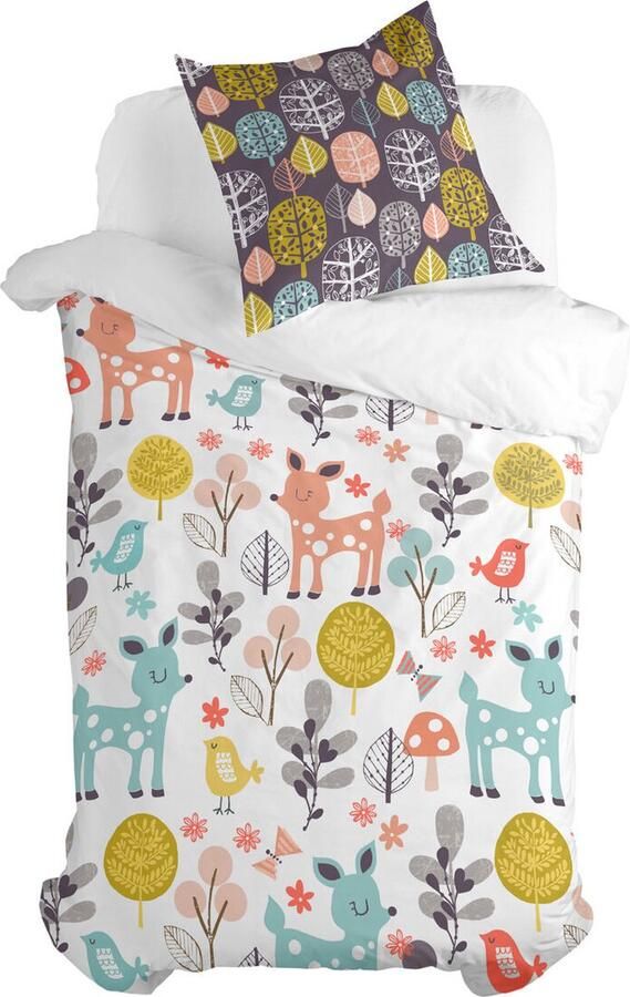 HappyFriday Dekbedovertrek set Moshi Woodland Multicolour Bed van 80 2 Onderdelen