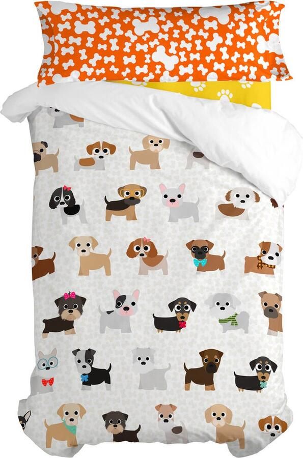 HappyFriday Dekbedovertrek set Mr Fox Dogs Multicolour Bed van 105 2 Onderdelen