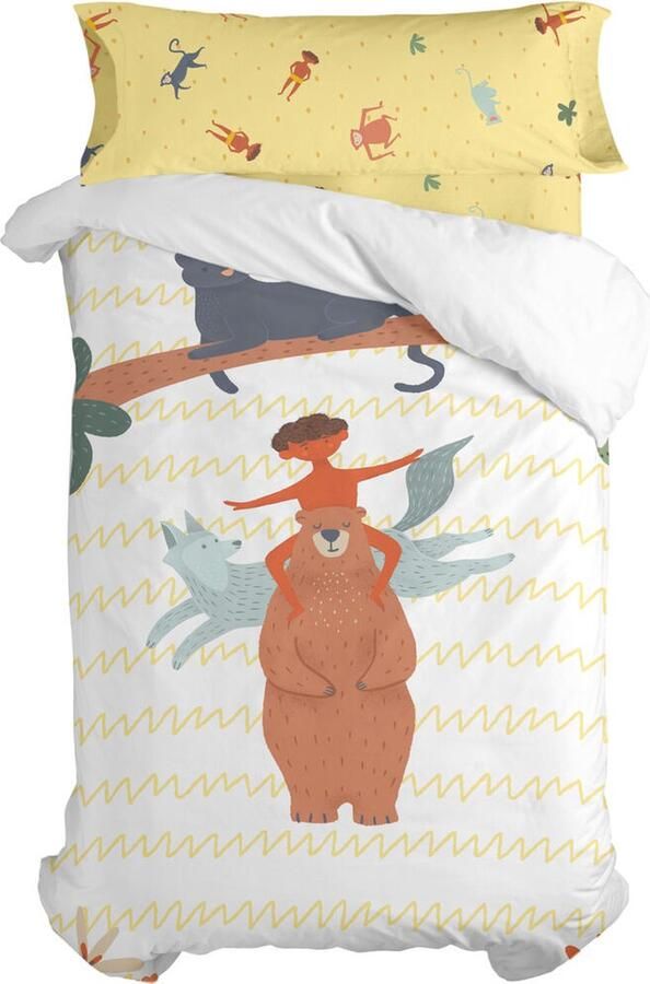 HappyFriday Dekbedovertrek set Mr Fox Jungle life Multicolour Bed van 80 90 2 Onderdelen