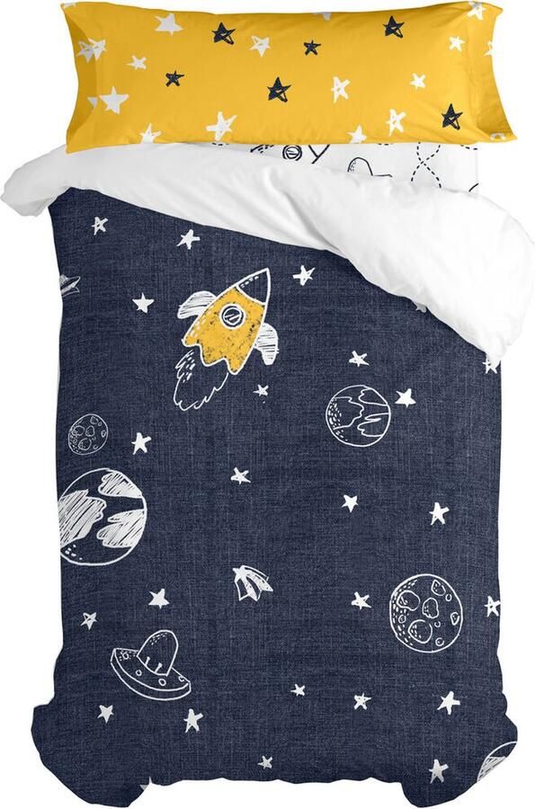HappyFriday Dekbedovertrek set Mr Fox Starspace Multicolour Bed van 105 2 Onderdelen