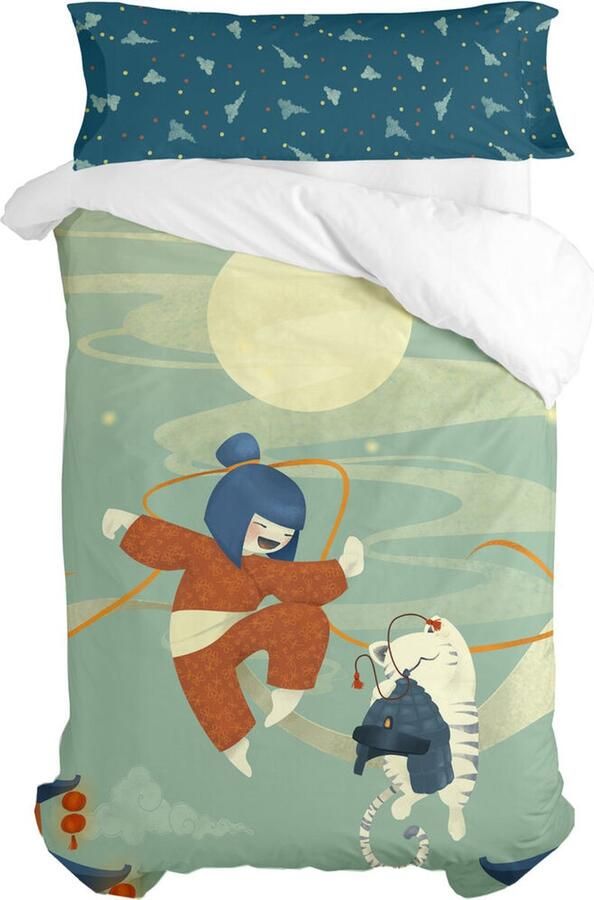 HappyFriday Dekbedovertrek set Mr Fox The warrior Multicolour Bed van 105 2 Onderdelen