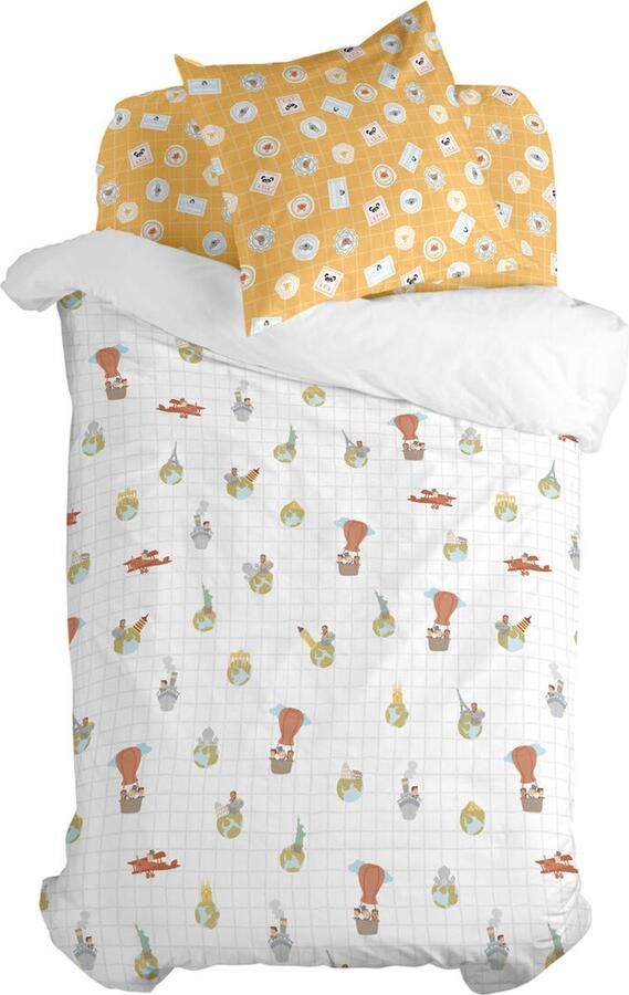 HappyFriday Dekbedovertrek set Mr Fox World trip Multicolour Bed van 80 2 Onderdelen