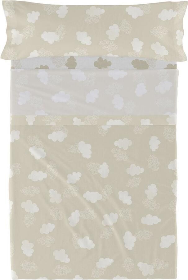 Happyfriday Clouds Laken Set 2-delig Beige Basic Kids Beige 100% katoen de kwaliteit van 150 TC