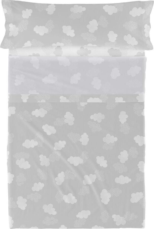 HappyFriday Set beddengoed Basic Kids Clouds Grijs Bed van 105 180 x 270 cm 2 Onderdelen