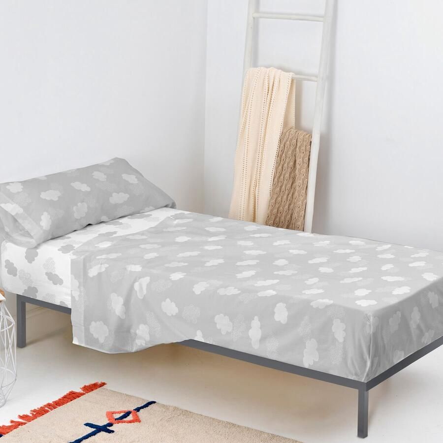 HappyFriday Set beddengoed Basic Kids Clouds Grijs Bed van 80 90 2 Onderdelen