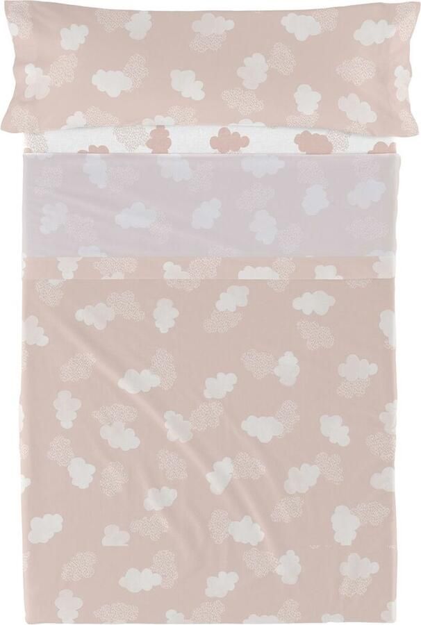 Happyfriday Clouds Laken Set 2-delig Roze Basic Kids Rosa 100% katoen de kwaliteit van 150 TC