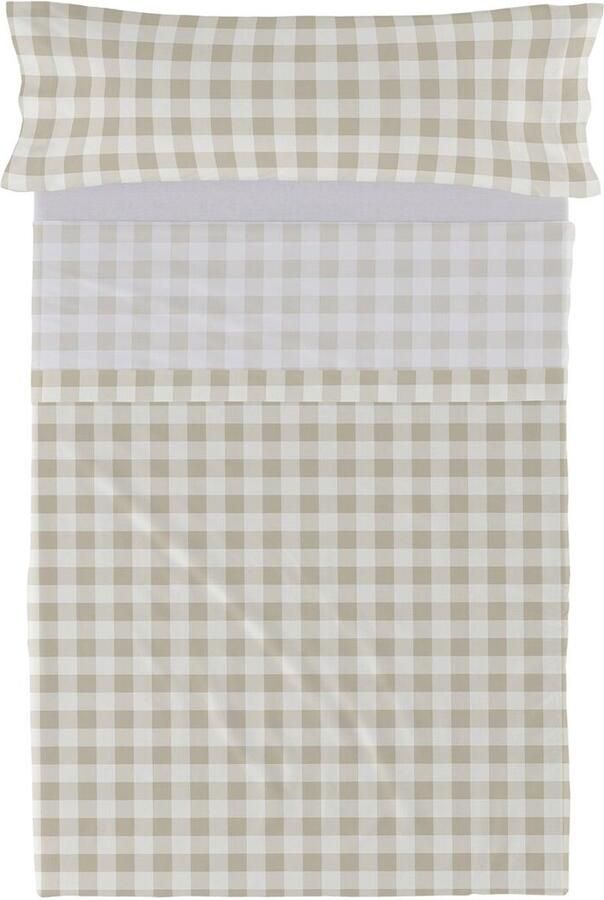 Happyfriday Vichy Laken Set 2-delig Beige Basic Kids Beige 100% katoen de kwaliteit van 150 TC