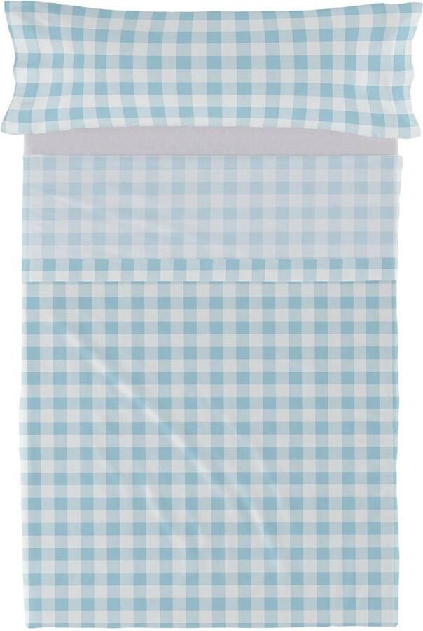 Happyfriday Vichy Laken Set 2-delig Blauw Basic Kids Blauw 100% katoen de kwaliteit van 150 TC