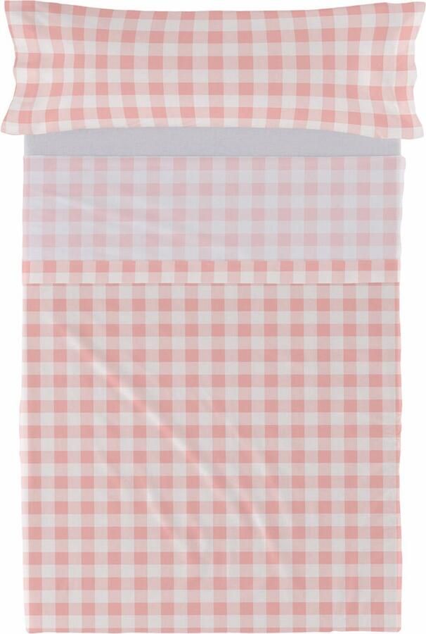 Happyfriday Vichy Laken Set 2-delig Roze Basic Kids Rosa 100% katoen de kwaliteit van 150 TC