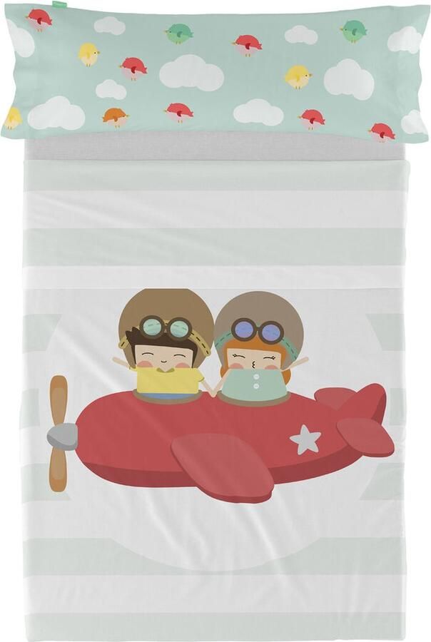 HappyFriday Set beddengoed Happynois Learning To Fly Multicolour Bed van 80 90 2 Onderdelen