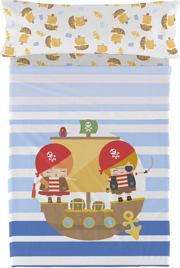 HappyFriday Set beddengoed Happynois Pirate Ship Multicolour Bed van 80 90 2 Onderdelen