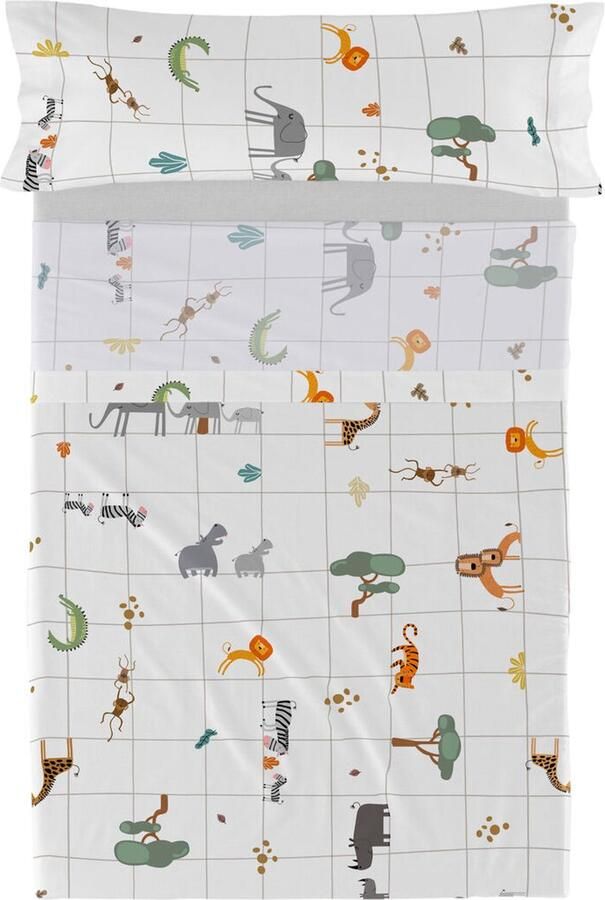 Happyfriday Mini savanna Laken Set 2-delig 160x270 cm (Bed 80|90) Mini Veelkleurig 100% katoen de kwaliteit van 150 TC