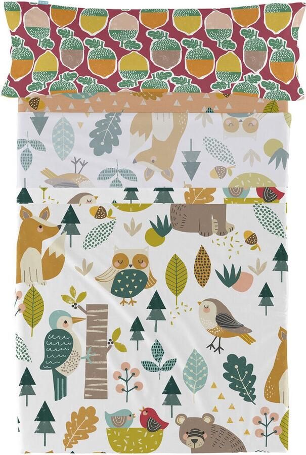 HappyFriday Set beddengoed Moshi Harvestwood Multicolour Bed van 80 90 2 Onderdelen