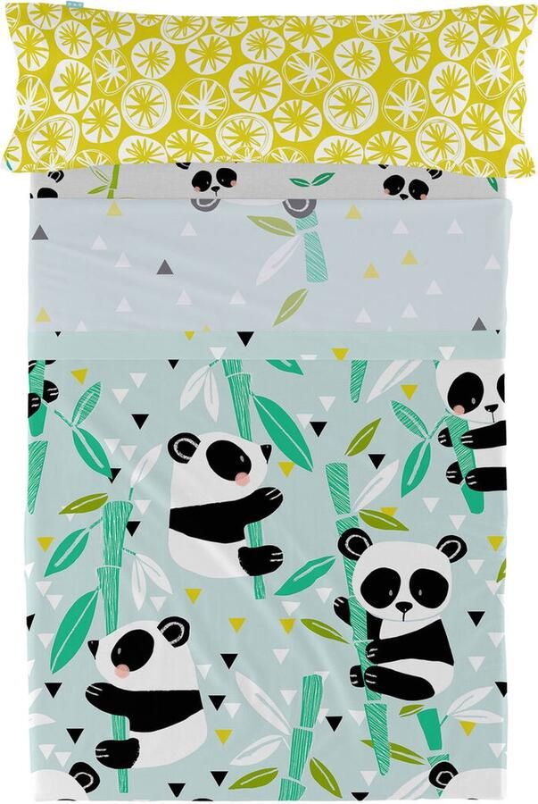 HappyFriday Set beddengoed Moshi Panda garden blue Blauw Bed van 105 2 Onderdelen