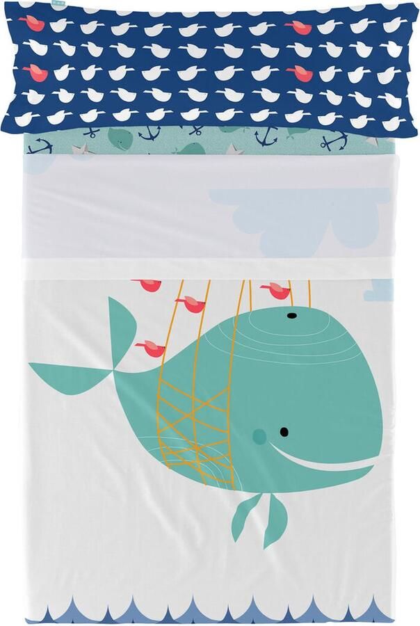 HappyFriday Set beddengoed Moshi Whale Multicolour Bed van 80 90 2 Onderdelen
