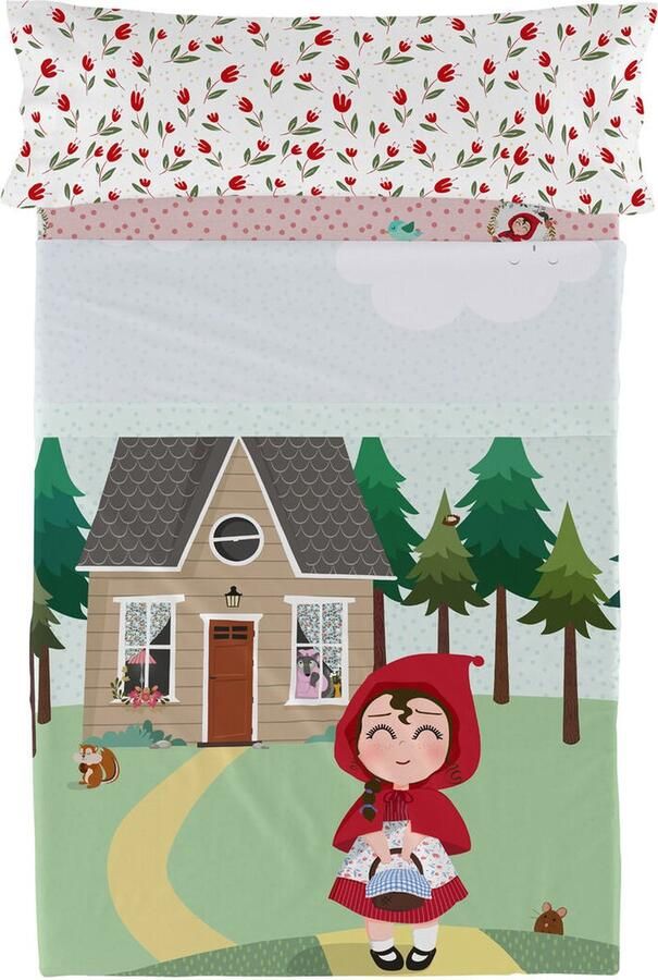 HappyFriday Set beddengoed Mr Fox Red Riding Hood Multicolour Bed van 80 90 2 Onderdelen