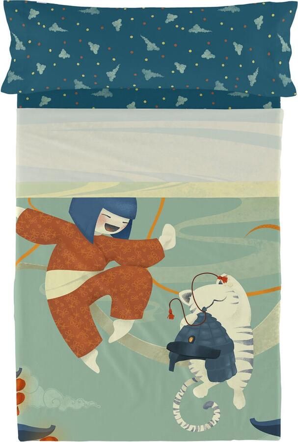 HappyFriday Set beddengoed Mr Fox The Warrior Multicolour Bed van 105 2 Onderdelen