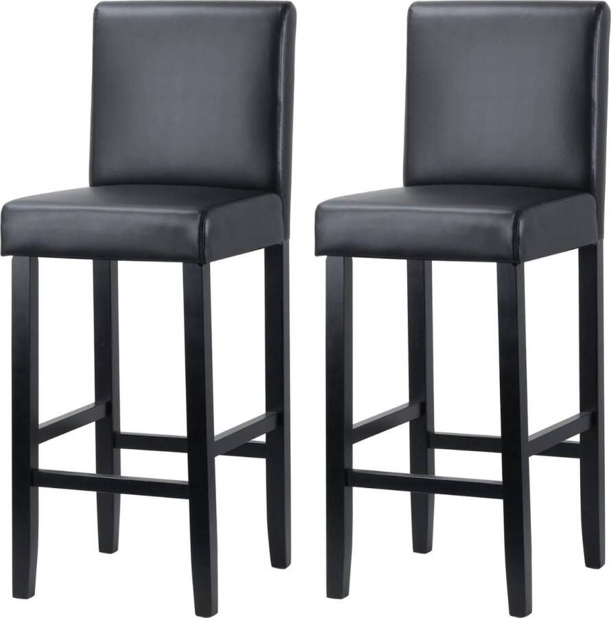 Happyment Barkruk Deluxe Juza Industrial Grijs Barkrukken set van 2 Barstoel Kruk Barstoelen met rugleuning Keukenstoel Kunstleer