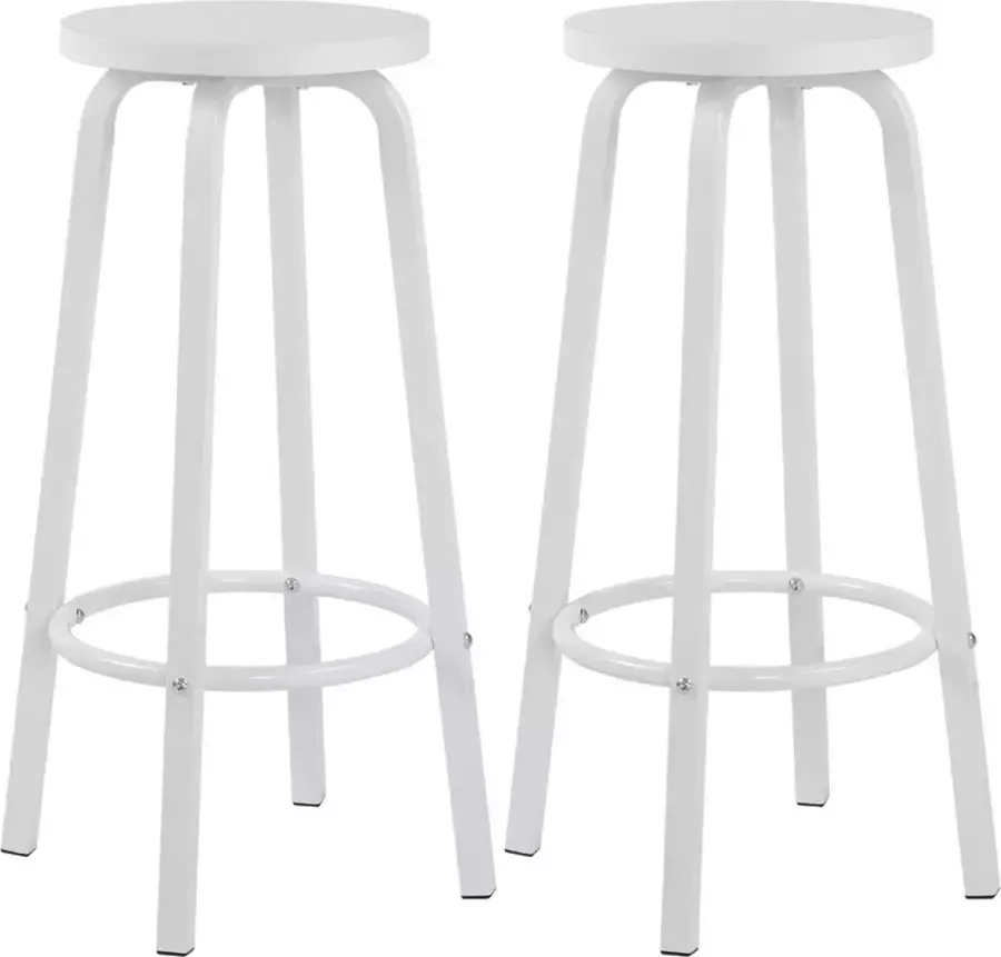 Happyment Barkruk deluxe Set van 2 Barkrukken zonder rugleuning Wit 30x30x72cm Black friday Kerstcadeau