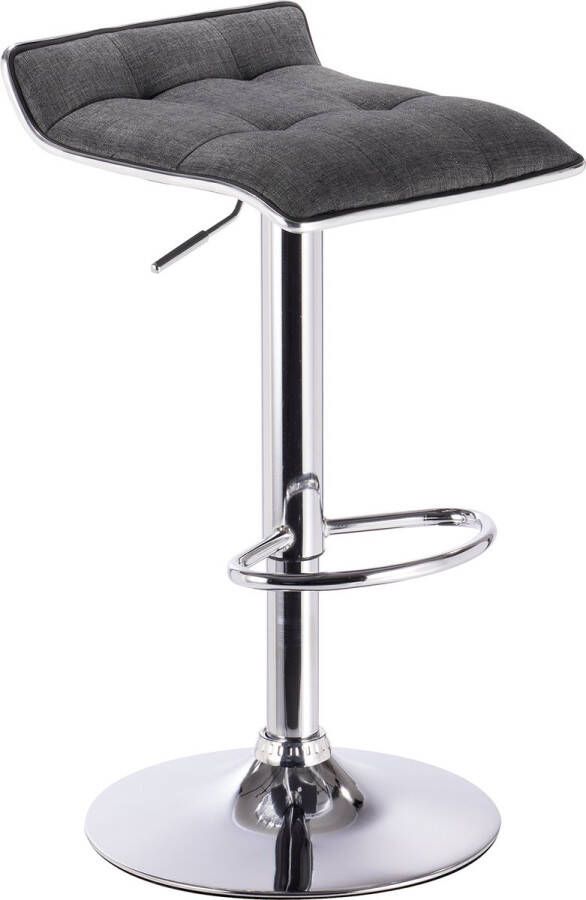 Happyment Barkruk Design Mini rugleuning Linnen Set van 1 Keuken & bar Barstoelen Barkrukken ergonomisch Donkergrijs Verstelbaar in hoogte Zithoogte 62-84cm