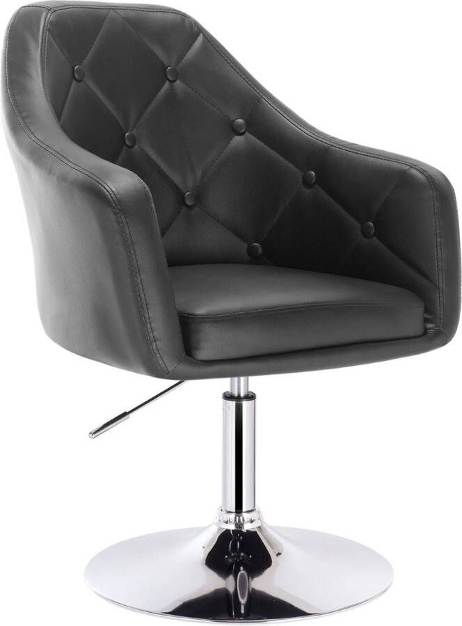 Happyment Barkruk Divio Elroy Industrial Zwart Barkrukken set van 1 Barstoel Kruk Barstoelen met rugleuning Keukenstoel In hoogte verstelbaar Kunstleer