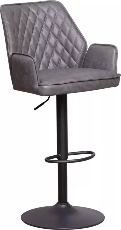 Happyment Barkruk Divo Met rugleuning en armleuning Antraciet Modern Design Voetsteun Voor Keuken en Bar Set van 1 Microvezel