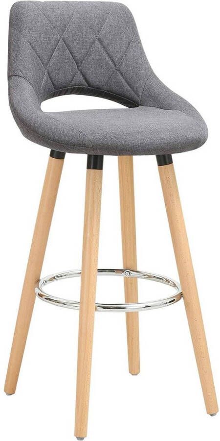 Rootz Living Rootz Scandinavische Barkruk Houten Kruk Linnen Zitting Ergonomisch Ontwerp 91cm x 43cm x 43cm
