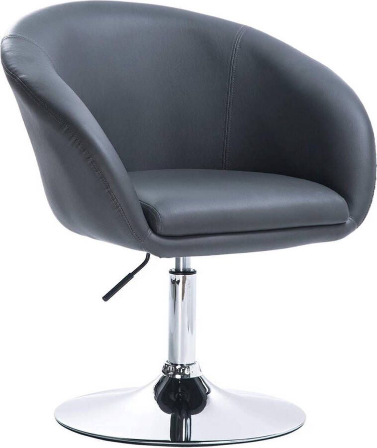 Happyment Barkruk Nero Deluxe Industrial Grijs Barkrukken set van 1 Barstoel Kruk Barstoelen met rugleuning Keukenstoel In hoogte verstelbaar Kunstleer