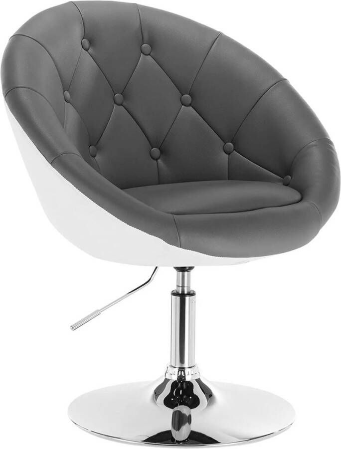Happyment Barkruk Nero Deluxe Industrial Grijs Wit Barkrukken set van 1 Barstoel Kruk Barstoelen met rugleuning Keukenstoel In hoogte verstelbaar Kunstleer