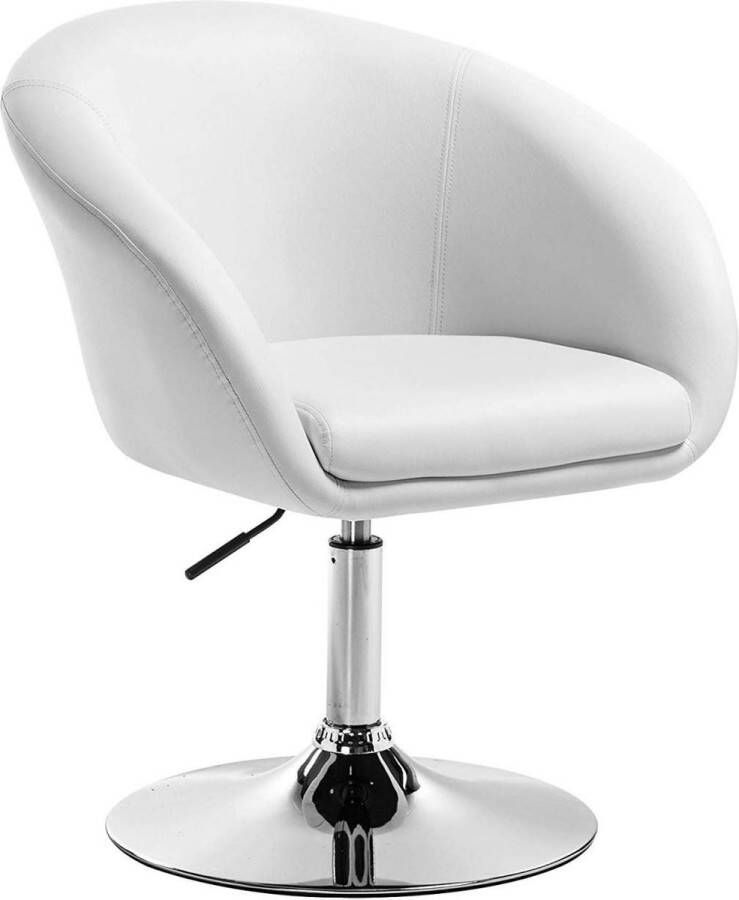 Happyment Barkruk Nero Deluxe Industrial Wit Barkrukken set van 1 Barstoel Kruk Barstoelen met rugleuning Keukenstoel In hoogte verstelbaar Kunstleer