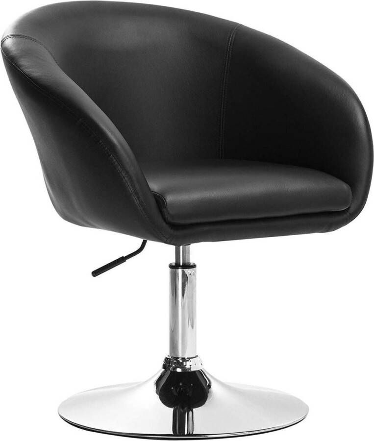 Happyment Barkruk Nero Deluxe Industrial Zwart Barkrukken set van 1 Barstoel Kruk Barstoelen met rugleuning Keukenstoel In hoogte verstelbaar Kunstleer