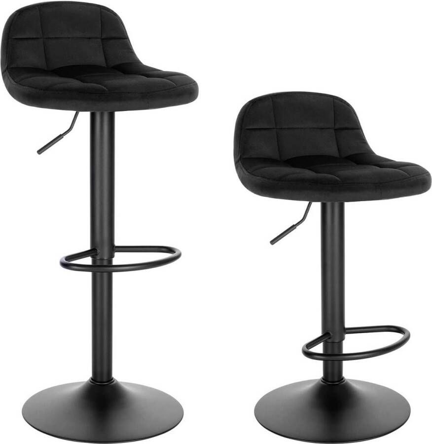 Happyment Barkruk Nero Deluxe Industrial Zwart Barkrukken set van 1 Barstoel Kruk Barstoelen met rugleuning Keukenstoel In hoogte verstelbaar Kunstleer