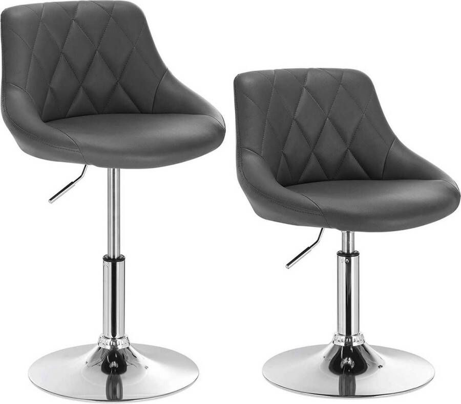 Happyment Barkruk Norino deluxe Industrial Grey Barkrukken set van 1 Barstoel Kruk Barstoelen met rugleuning Keukenstoel In hoogte verstelbaar Kunstleer