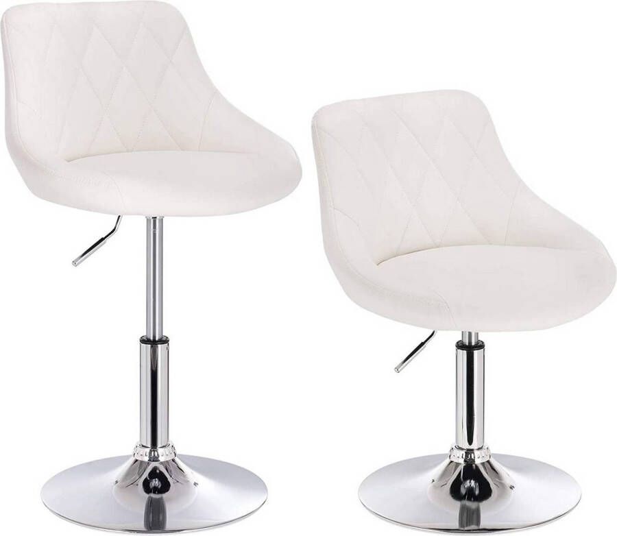 Happyment Barkruk Norino deluxe Industrial White Barkrukken set van 1 Barstoel Kruk Barstoelen met rugleuning Keukenstoel In hoogte verstelbaar Kunstleer