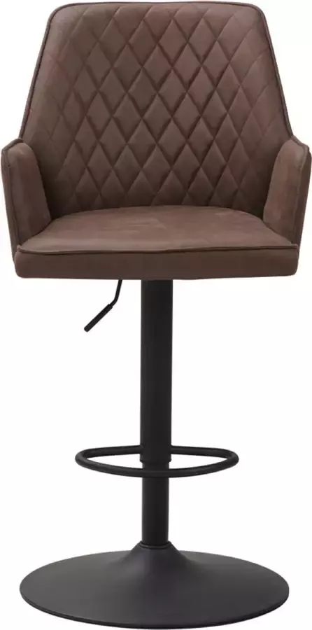 Happyment Barkruk Yudi Met rugleuning en armleuning Taupe Modern Design Voetsteun Voor Keuken en Bar Set van 1 Microvezel