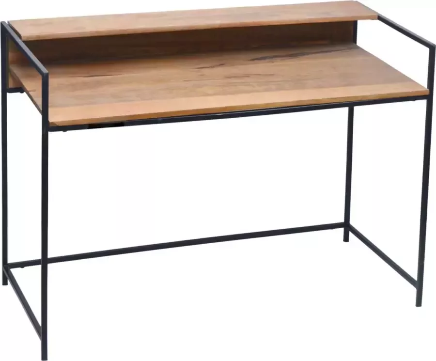 Happyment Bureau Classy Met plank Mangohout Kaptafel Bruin metalen Frame 51x109x79 cm