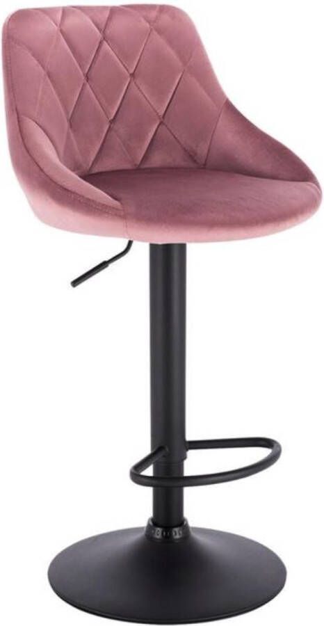 Happyment Designer Barkruk Berlo Met rugleuning Stevig Ergonomische barstoel Velvet Zithoogte 60 82cm Roze Set van 1 Keuken en bar In hoogte verstelbaar