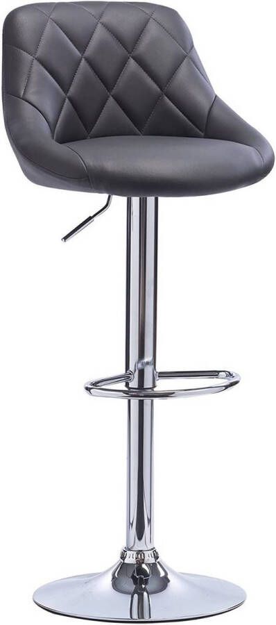 Happyment Designer Barkruk Daria Met rugleuning Stevig Ergonomische barstoel Zithoogte 60 82cm Grijs Set van 1 Keuken en bar In hoogte verstelbaar