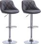 Happyment Designer Barkruk Daria Met rugleuning Stevig Ergonomische barstoel Zithoogte 60 82cm Grijs Set van 1 Keuken en bar In hoogte verstelbaar - Thumbnail 1