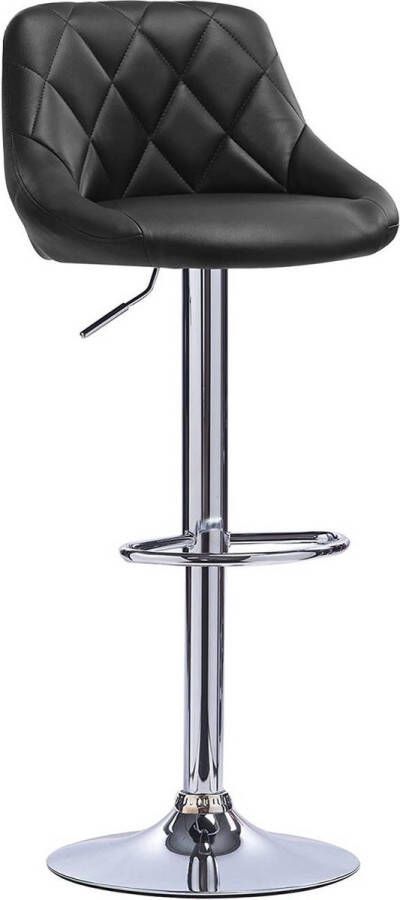 Happyment Designer Barkruk Gita Met rugleuning Stevig Ergonomische barstoel Zithoogte 60 82cm Zwart Set van 1 Keuken en bar In hoogte verstelbaar