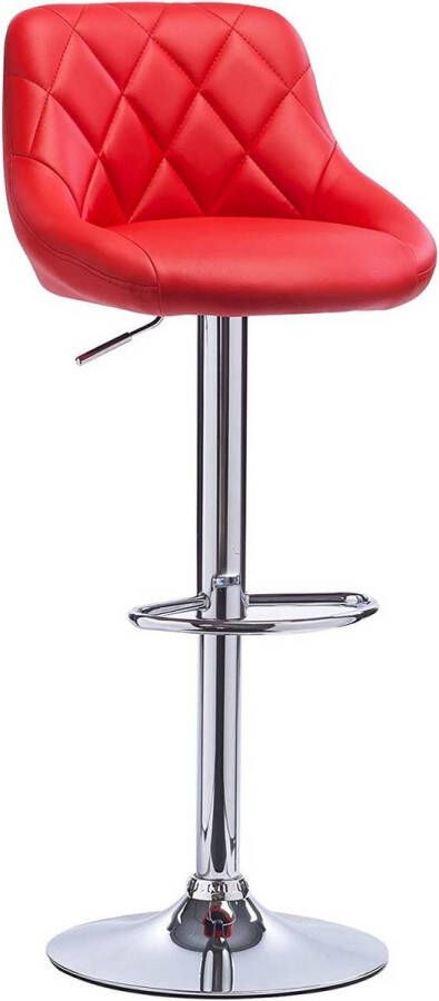 Happyment Designer Barkruk Lerino Met rugleuning Stevig Ergonomische barstoel Zithoogte 60 82cm Rood Set van 1 Keuken en bar In hoogte verstelbaar