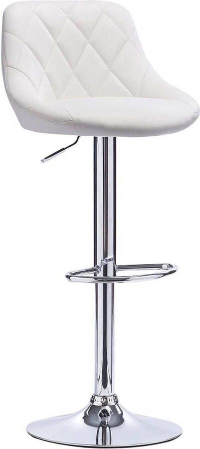 Happyment Designer Barkruk Lica Met rugleuning Stevig Ergonomische barstoel Zithoogte 60 82cm Wit Set van 1 Keuken en bar In hoogte verstelbaar