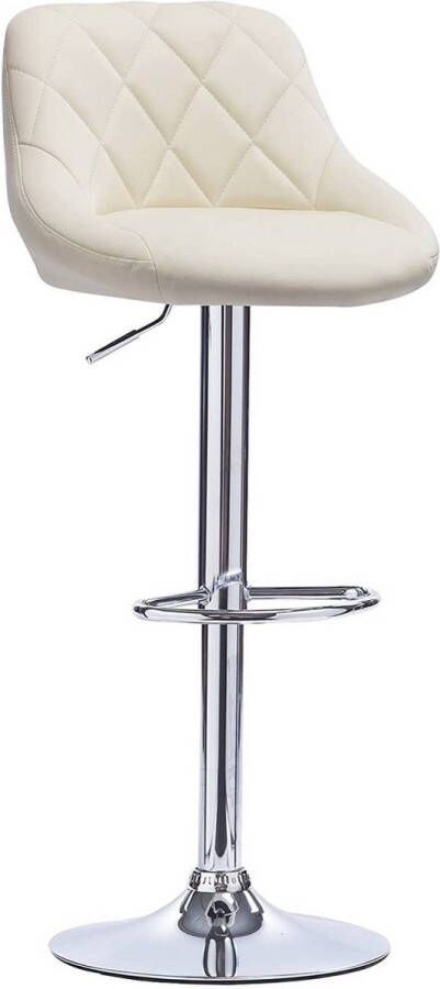 Happyment Designer Barkruk Memo Met rugleuning Stevig Ergonomische barstoel Zithoogte 60 82cm Creme Set van 1 Keuken en bar In hoogte verstelbaar