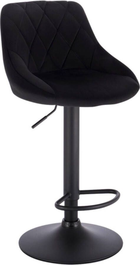 Happyment Designer Barkruk Nilo Met rugleuning Velvet Stevig Ergonomische barstoel Zithoogte 60 82cm Zwart Set van 1 Keuken en bar In hoogte verstelbaar